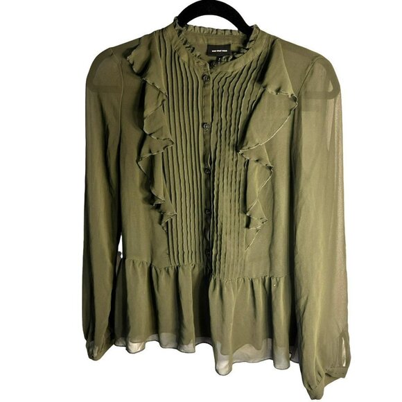 COPY - Who What Wear Olive Green Sheer Fabric Girls Top Sku 1055 Size XS - Picture 2 of 12